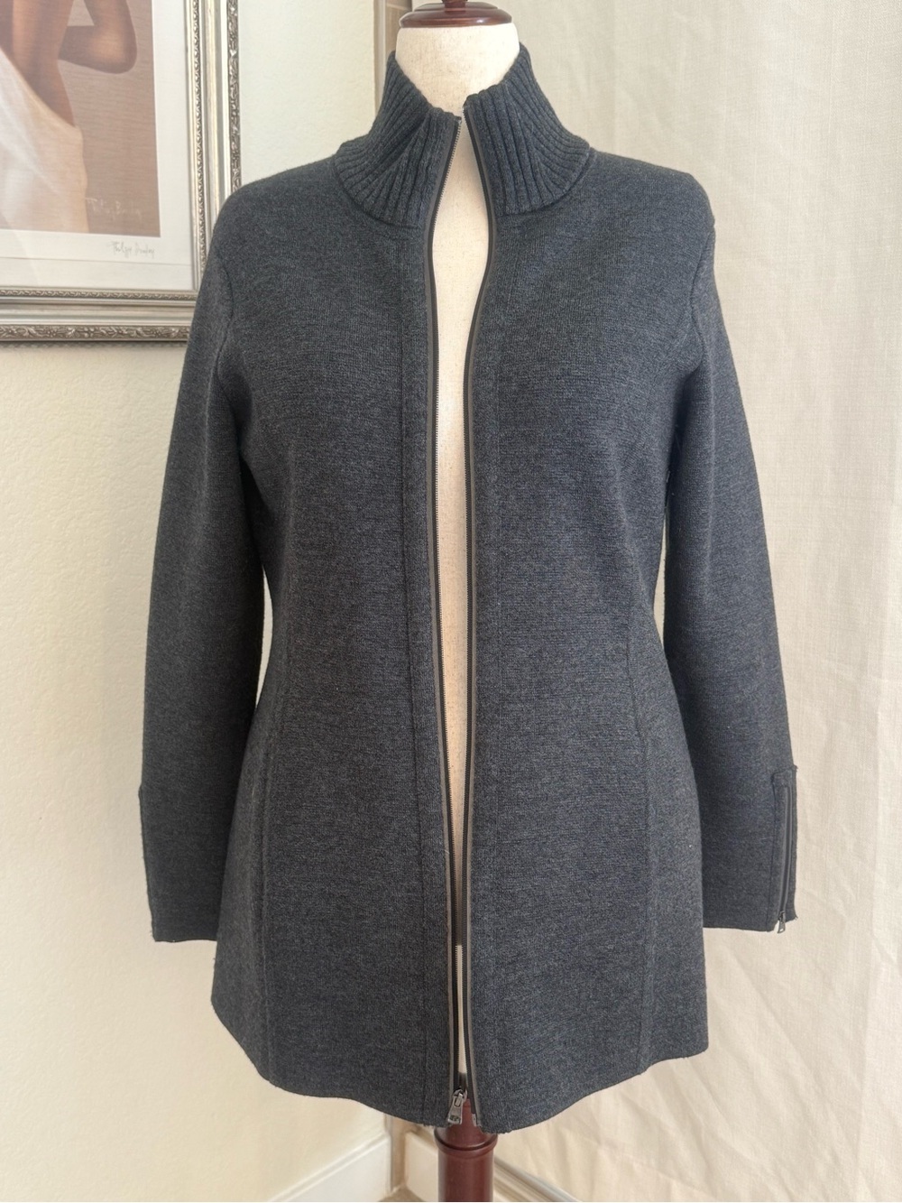 Athleta Dark Charcoal Zip-Up Stand-Collar Jacket